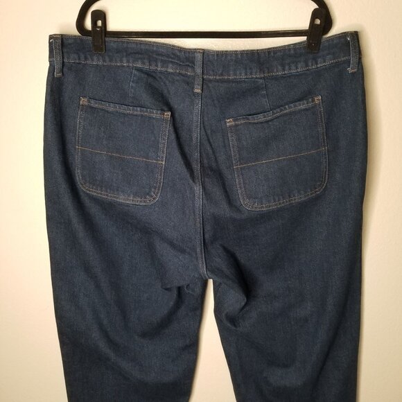 Old Navy 20p Jeans Short SkyHi Straight Extra High Rise Medium Dark Wash Stretch - Picture 3 of 6